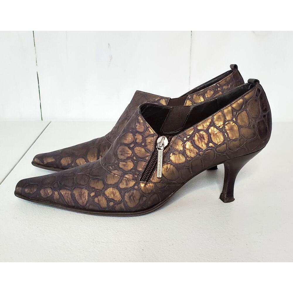 Donald J Pliner Lexi Crocodile Embossed Leather Zip Booties - Picture 9 of 10